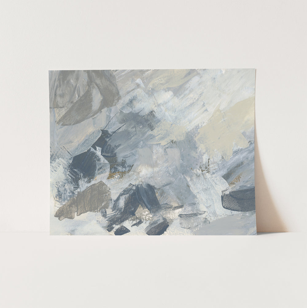 Abstract Modern Nordic Snow Scene Landscape Gray and Beige Wall Art Print or Canvas - Jetty Home