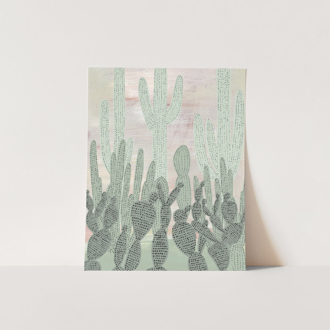 Modern Cactus Garden Green Wall Art Print or Canvas - Jetty Home