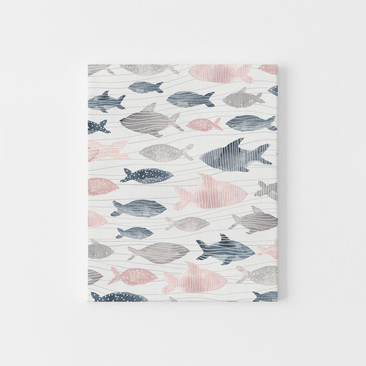 Modern Nursery Beach Fish Abstract Wall Art Print or Canvas - Jetty Home