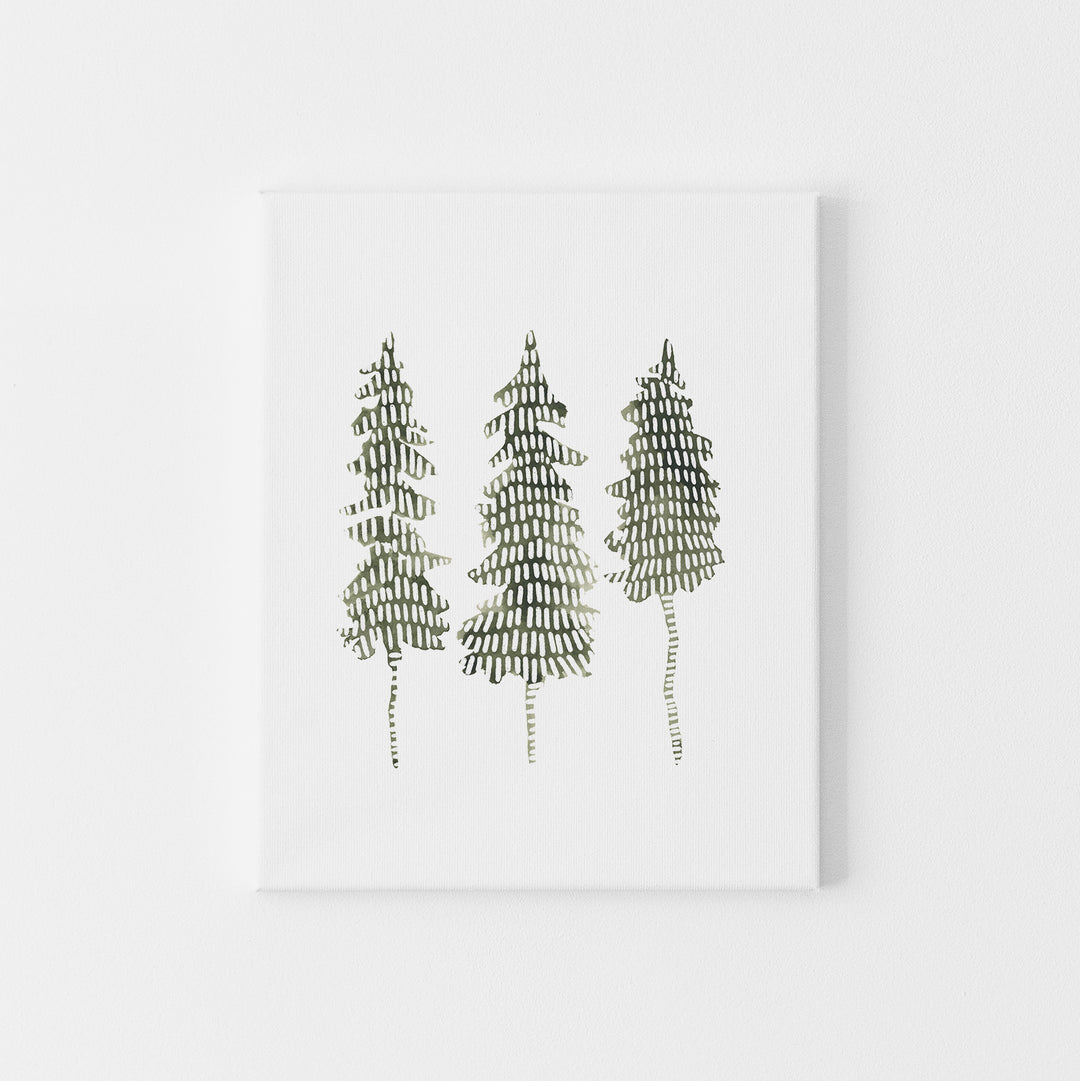 Pine Tree Trio Modern Forest Wall Art Print or Canvas - Jetty Home