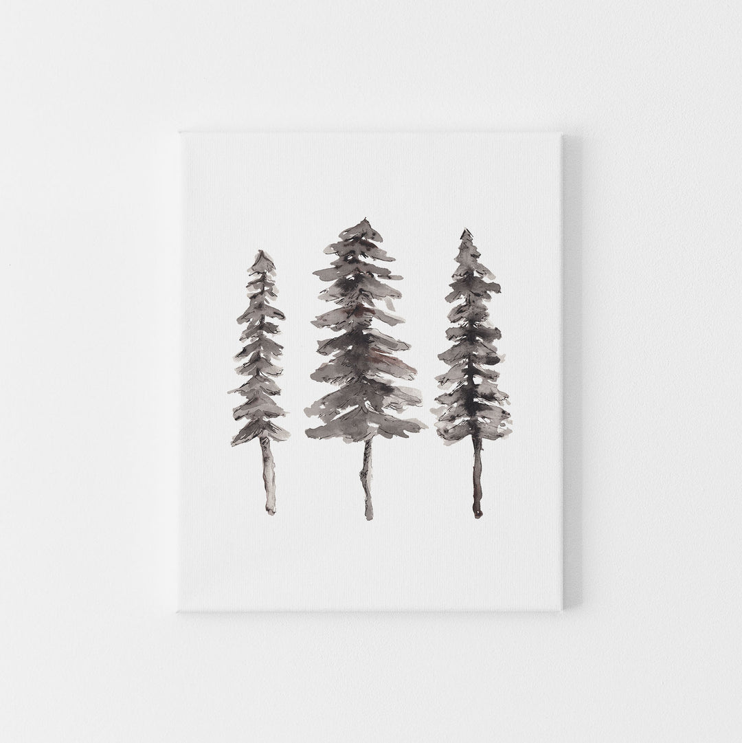 Nordic Pine Tree Ink Painting Wall Art Print or Canvas - Jetty Home