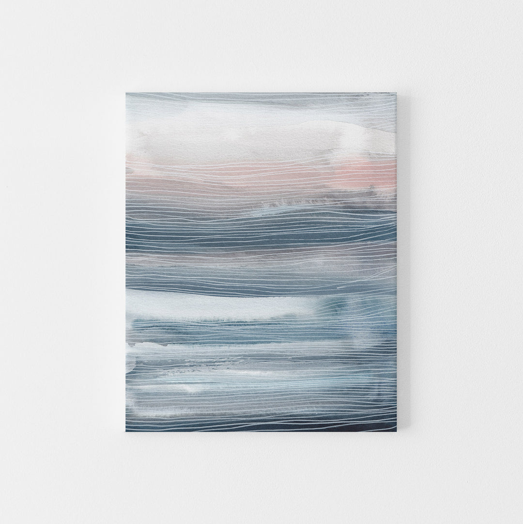 Blue, Gray and Pink Modern Watercolor Painting Nursery Wall Art Print or Canvas - Jetty Home