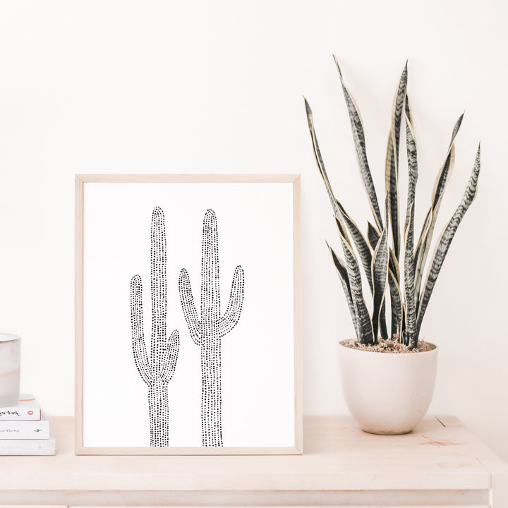 Saguaro Cactus Modern Minimalist Desert Decor Duo Wall Art Print or Canvas - Jetty Home