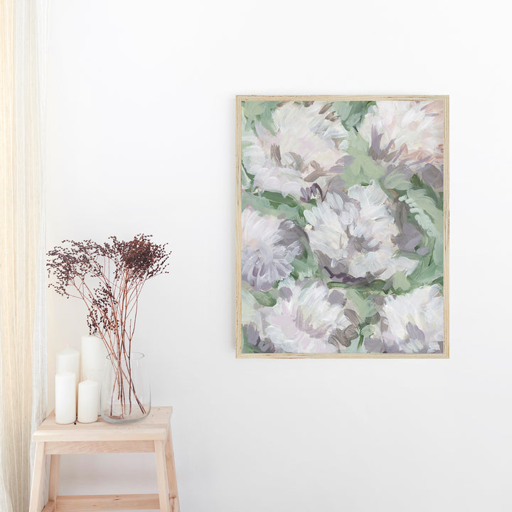Rays of Blossoms - Floral Abstract Pastel Print or Canvas from Jetty Home - Framed View in a Room 1
