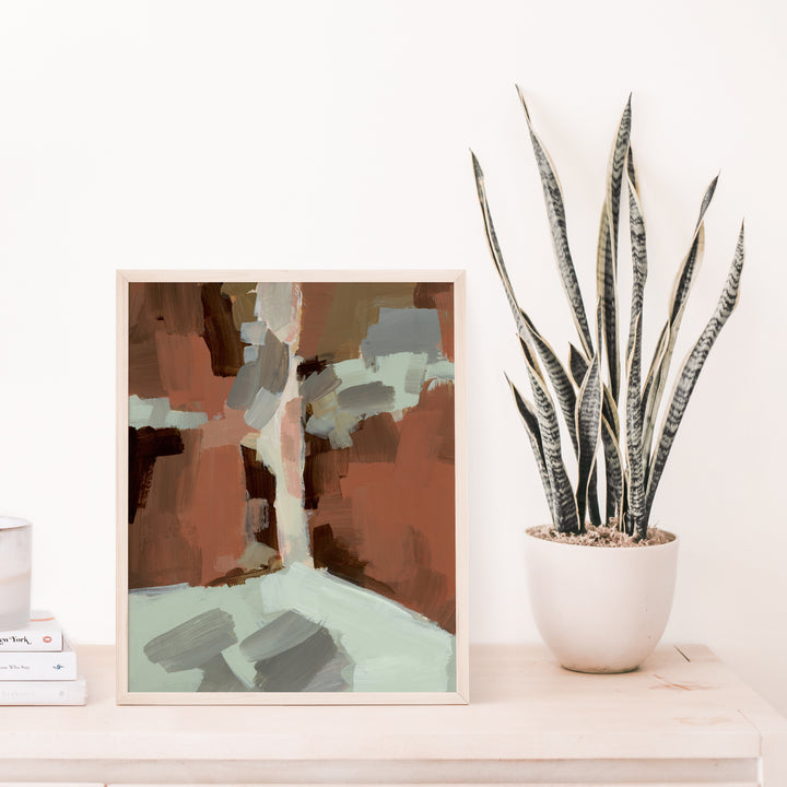 Slot Canyon Desert Landscape Mint Sage and Dusty Pink Modern Wall Art Print or Canvas - Jetty Home