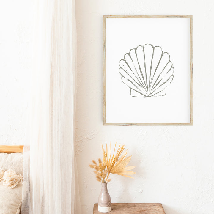 "Scallop Seashell" Beach Illustration - Art Print or Canvas - Jetty Home