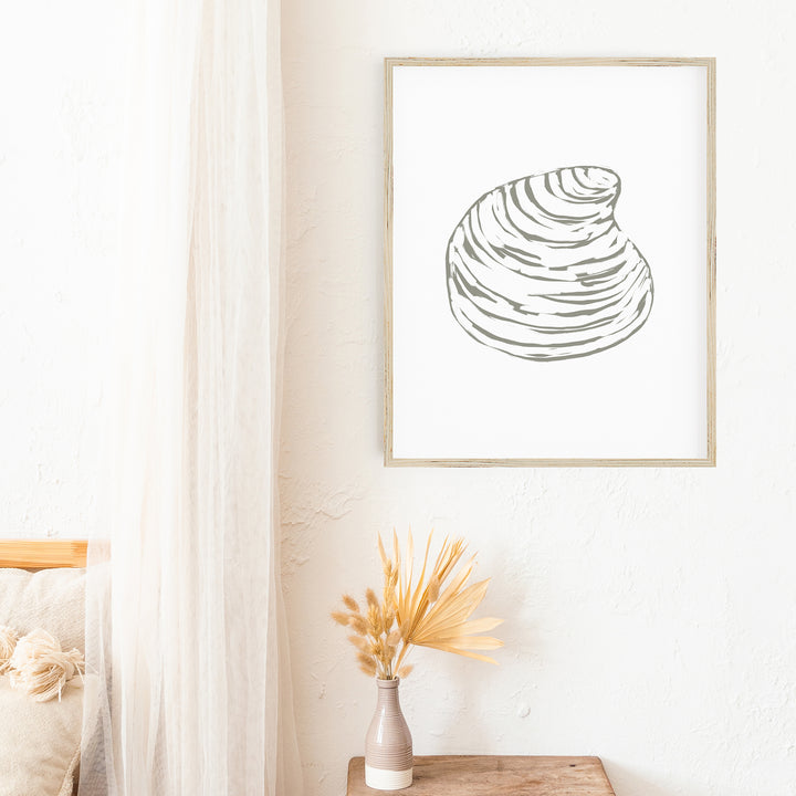 "Quahog Seashell" Coastal Illustration - Art Print or Canvas - Jetty Home