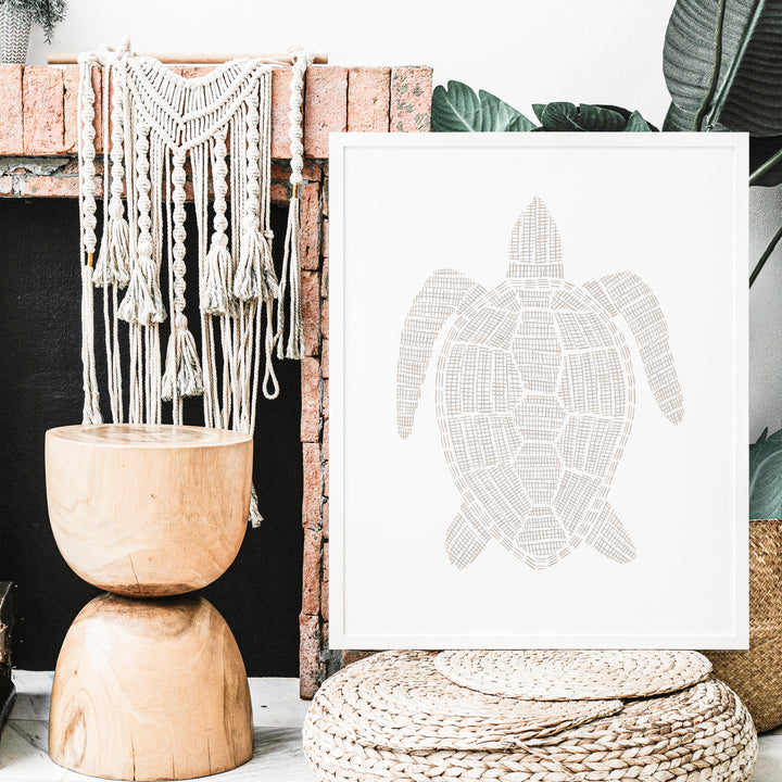 Woven Sea Turtle Illustration - Art Print or Canvas - Jetty Home