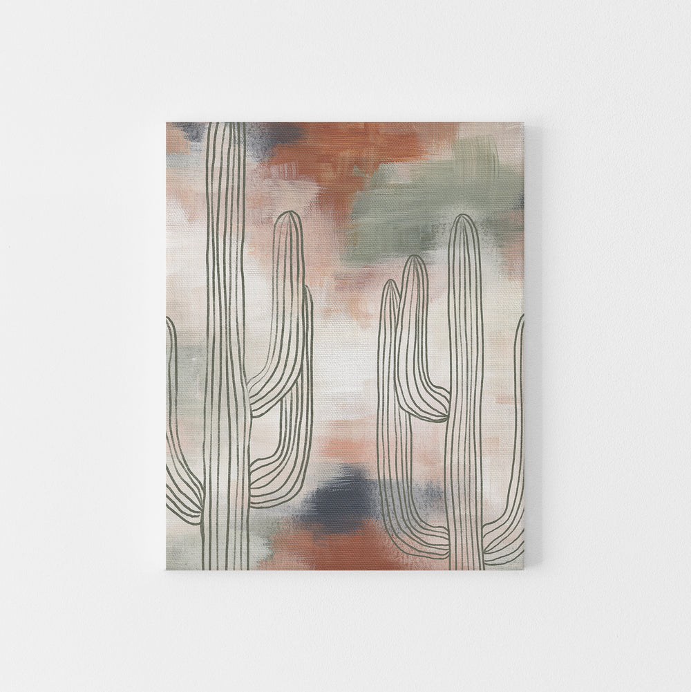 Earth Tones Saguaro Cactus Painting Wall Art Print or Canvas - Jetty Home