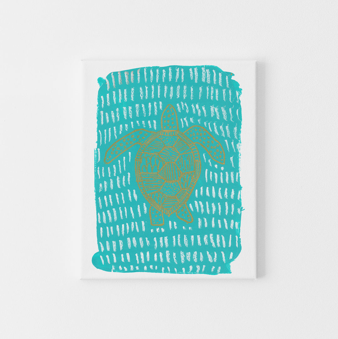 Turquoise Sea Turtle Modern Painting Wall Art Print or Canvas - Jetty Home
