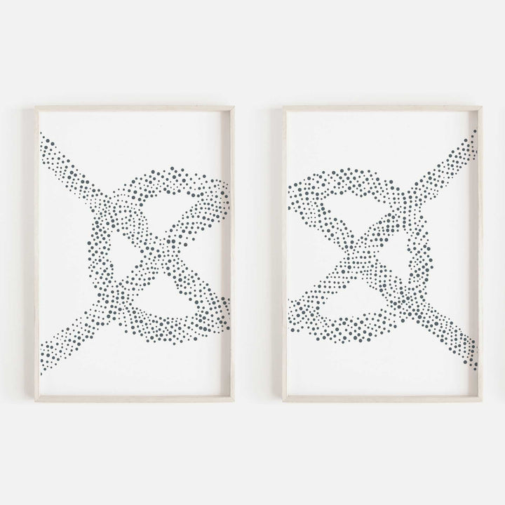 Carrick Bend Knot Nautical Diptych Set of 2 Wall Art Print or Canvas - Jetty Home