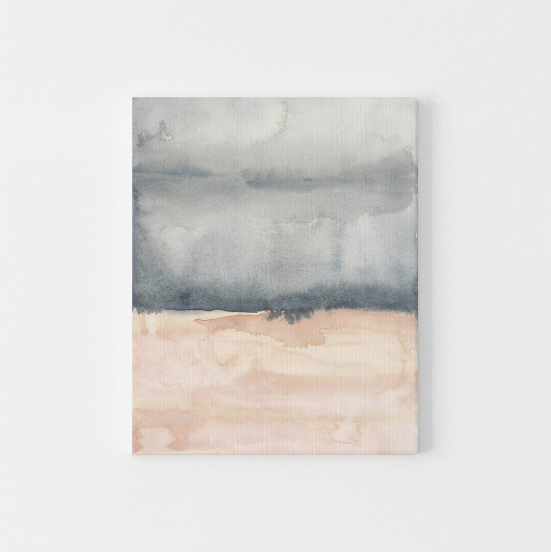 Abstract Watercolor Painting Blush and Slate Art Print or Canvas - Jetty Home