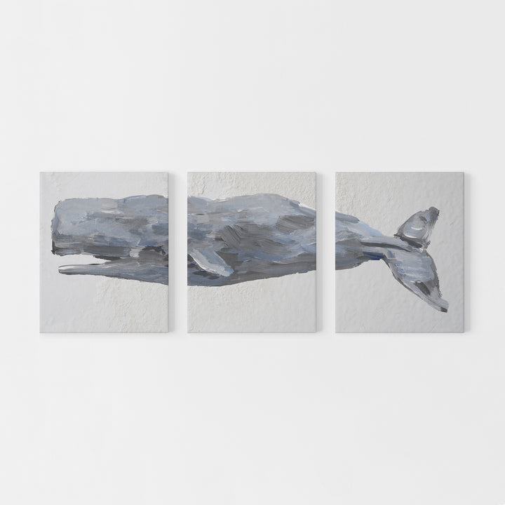 Sperm Whale Triptych Art Print or Canvas - Jetty Home