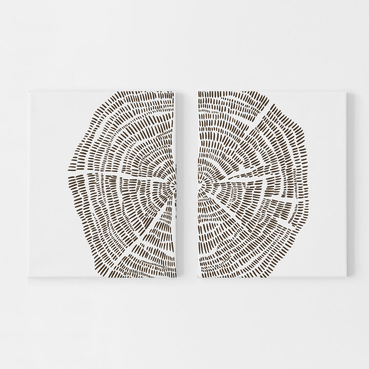 Tree Growth Rings Illustration Winter Set of 2 Wall Art Print or Canvas - Jetty Home