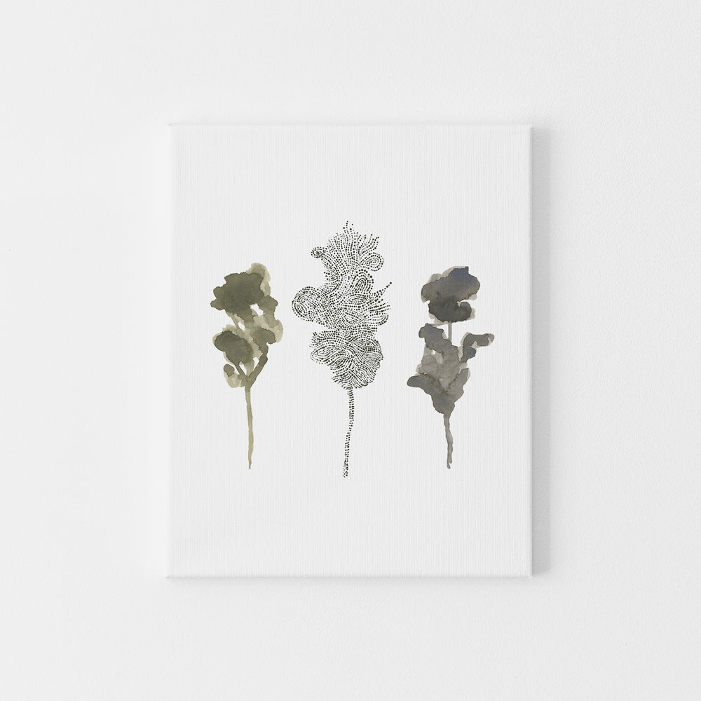 Misty Forest Ethereal Tree Watercolor Trio Wall Art Print or Canvas - Jetty Home