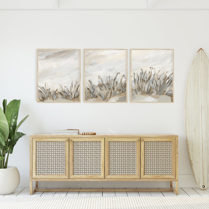 "Dune Grass Botanicals" Coastal Painting - Set of 3 - Art Prints or Canvas - Jetty Home