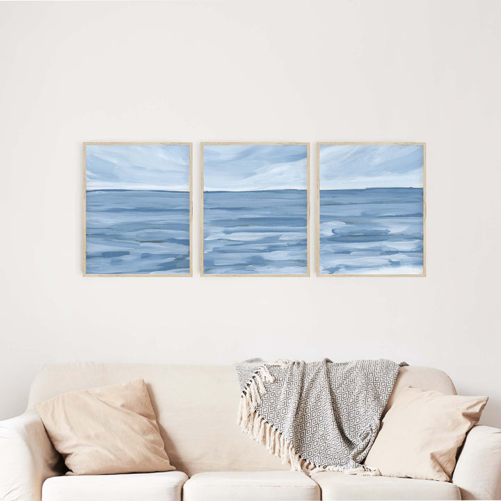 "Blue Horizon" Ocean Painting - Set of 3 - Art Prints or Canvas - Jetty Home
