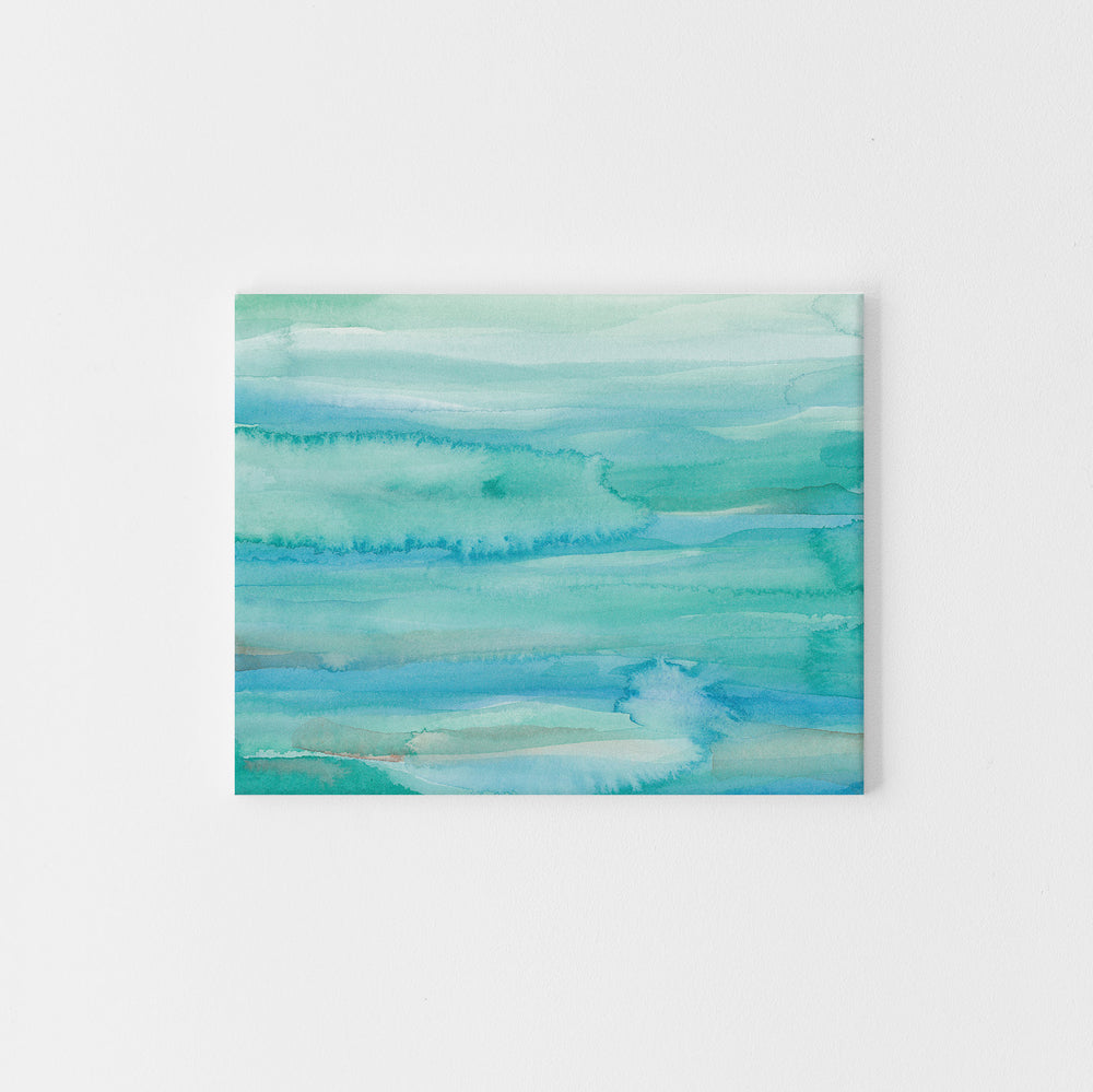 Modern Blue Green Beach Abstract Watercolor Wall Art Print or Canvas - Jetty Home