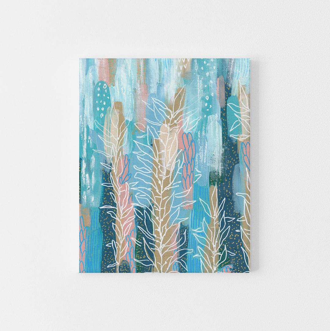 Abstract Underwater Ocean Painting Blue Turquoise Wall Art Print or Canvas - Jetty Home