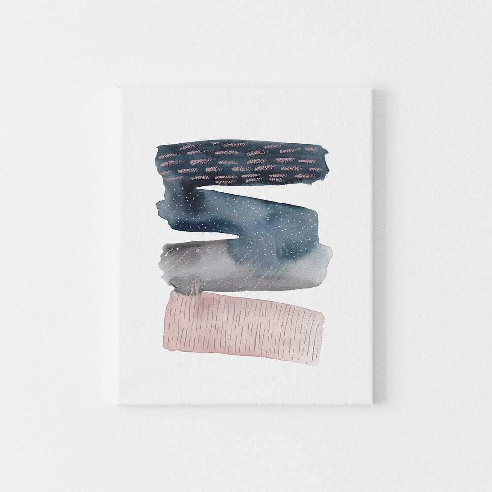 Abstract Stripes Pattern Modern Watercolor Wall Art Print or Canvas - Jetty Home