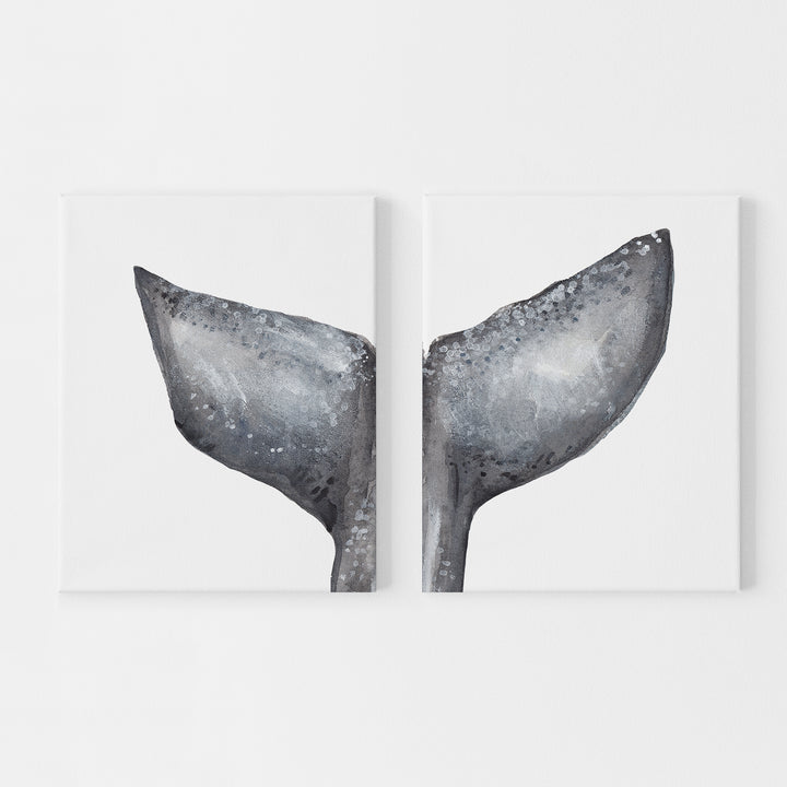 Diptych Whale Painting Tail Artwork Set of Two Wall Art Print or Canvas - Jetty Home
