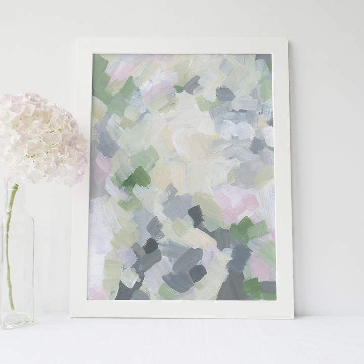 Springtime Abstract Painting Pink and Green Modern Wall Art Print or Canvas - Jetty Home