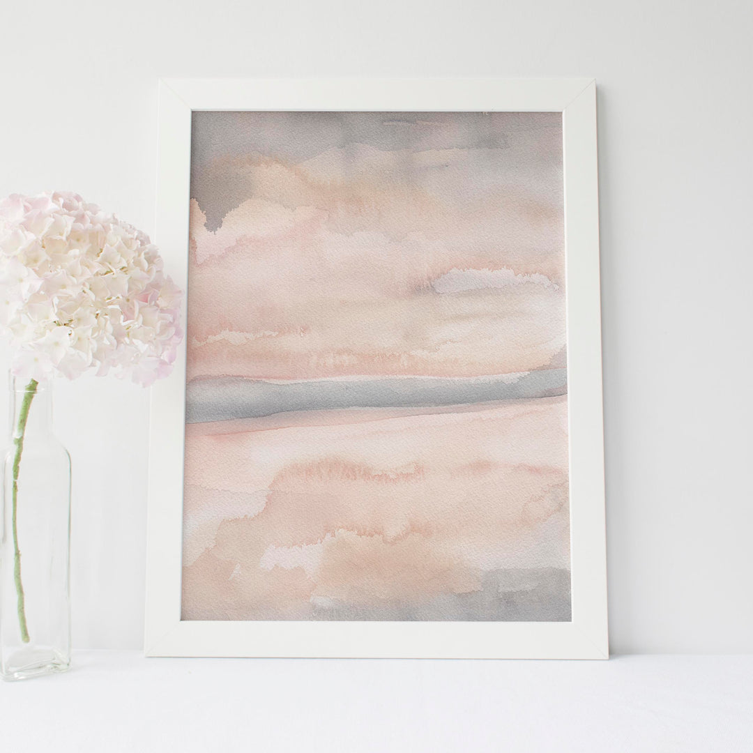 Neutral Blush Contemporary Watercolor Art Print or Canvas - Jetty Home