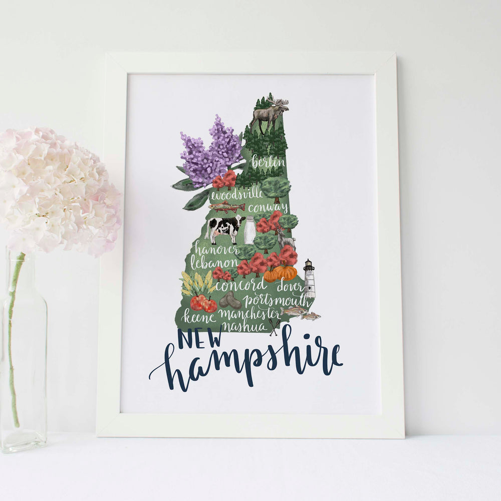 New Hampshire State Map Art Print - Jetty Home
