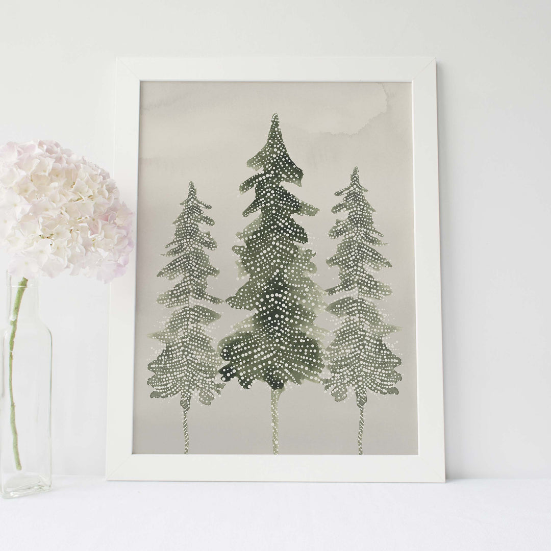 Evergreen Pine Tree Modern Minimalist Forest Wall Art Print or Canvas - Jetty Home