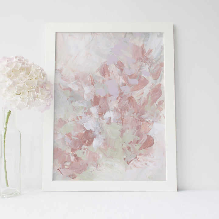 Floral Abstract Art Pink and White Decor Modern Little Girls Nursery Print or Canvas - Jetty Home