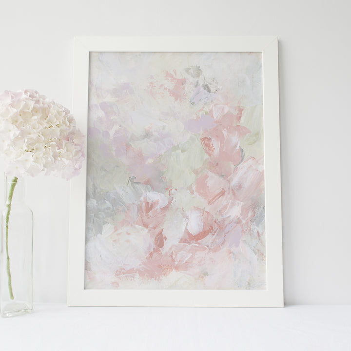 Blush Abyss Abstract Pink and White Nursery Decor Little Girl Painting Art Print or Canvas - Jetty Home
