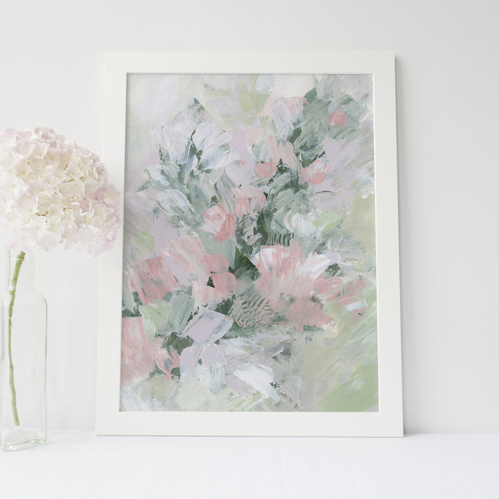 Pink and Green Art Modern Parisian Apartment Decor Chic Painting Trendy Abstract Floral  Wall Art Print or Canvas -- Jetty Home