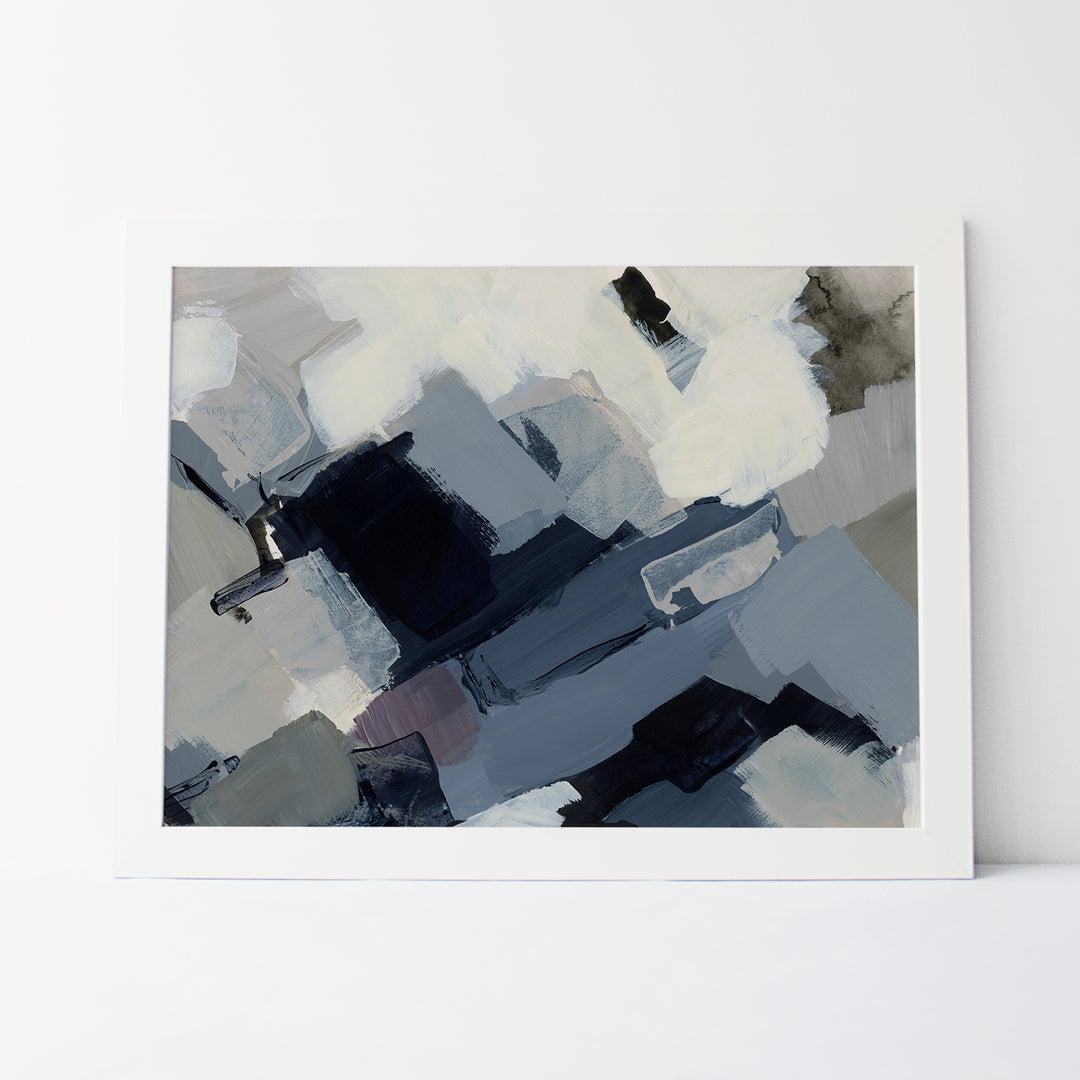 Bold Navy and Beige Abstract Contemporary Wall Art Print or Canvas - Jetty Home
