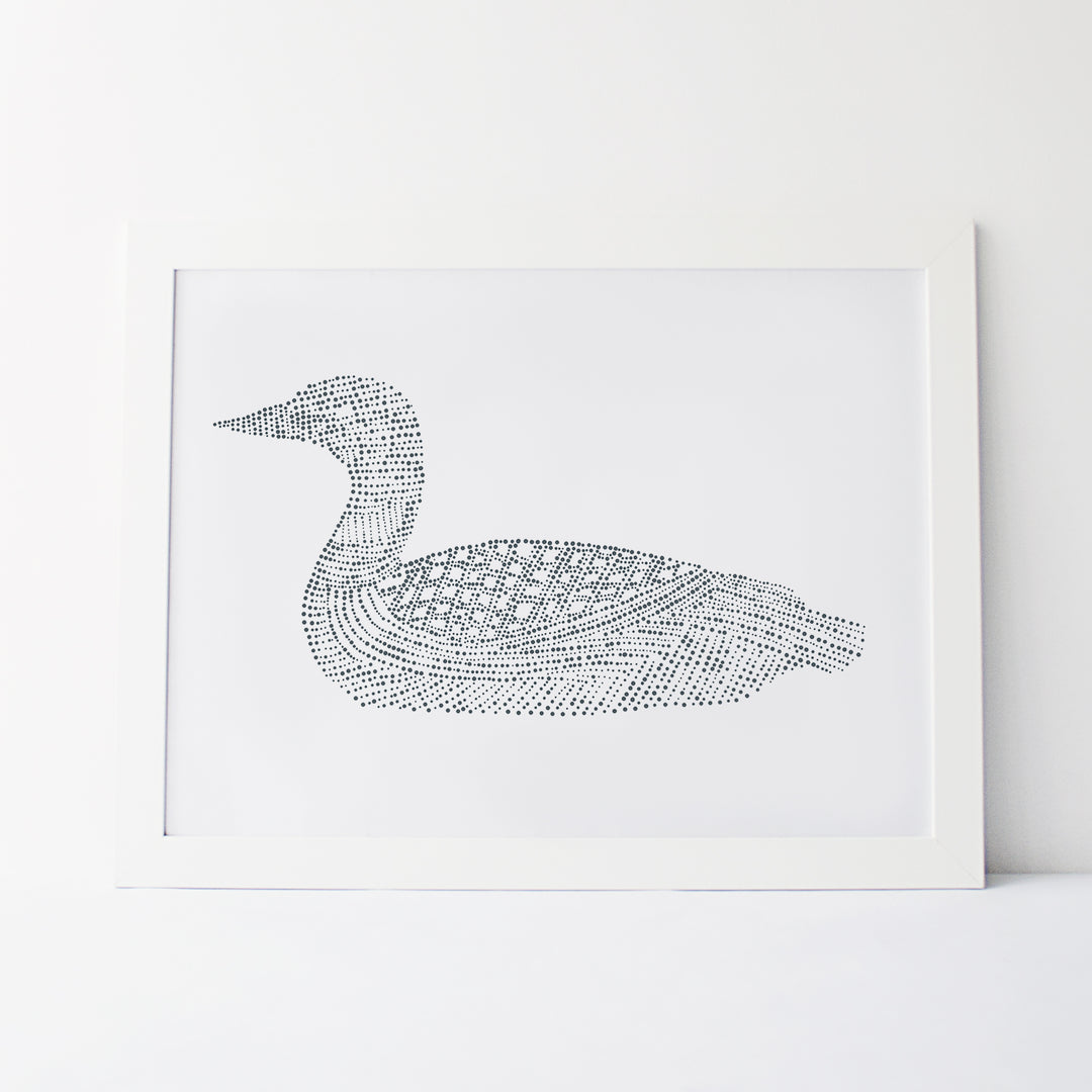 Common Loon Bird Modern Minimalist Lake Art Print or Canvas - Jetty Home