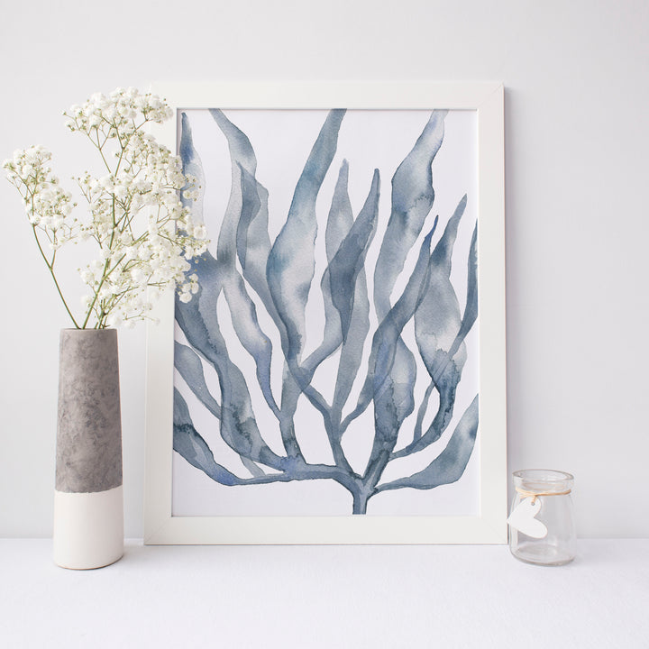 Blue Seaweed Painting Art Print or Canvas - Jetty Home