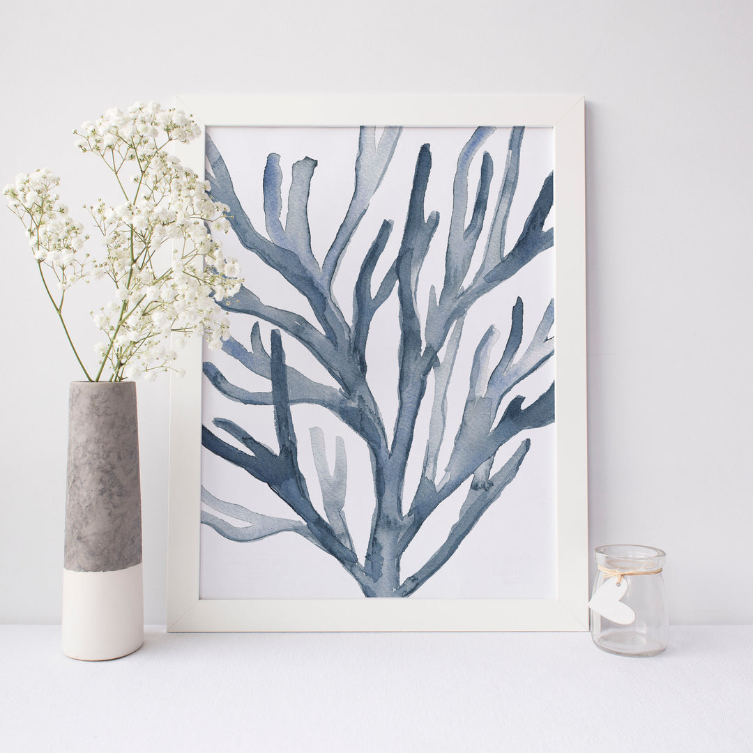 Hampton's Blue Coral Seaweed Art Print or Canvas - Jetty Home