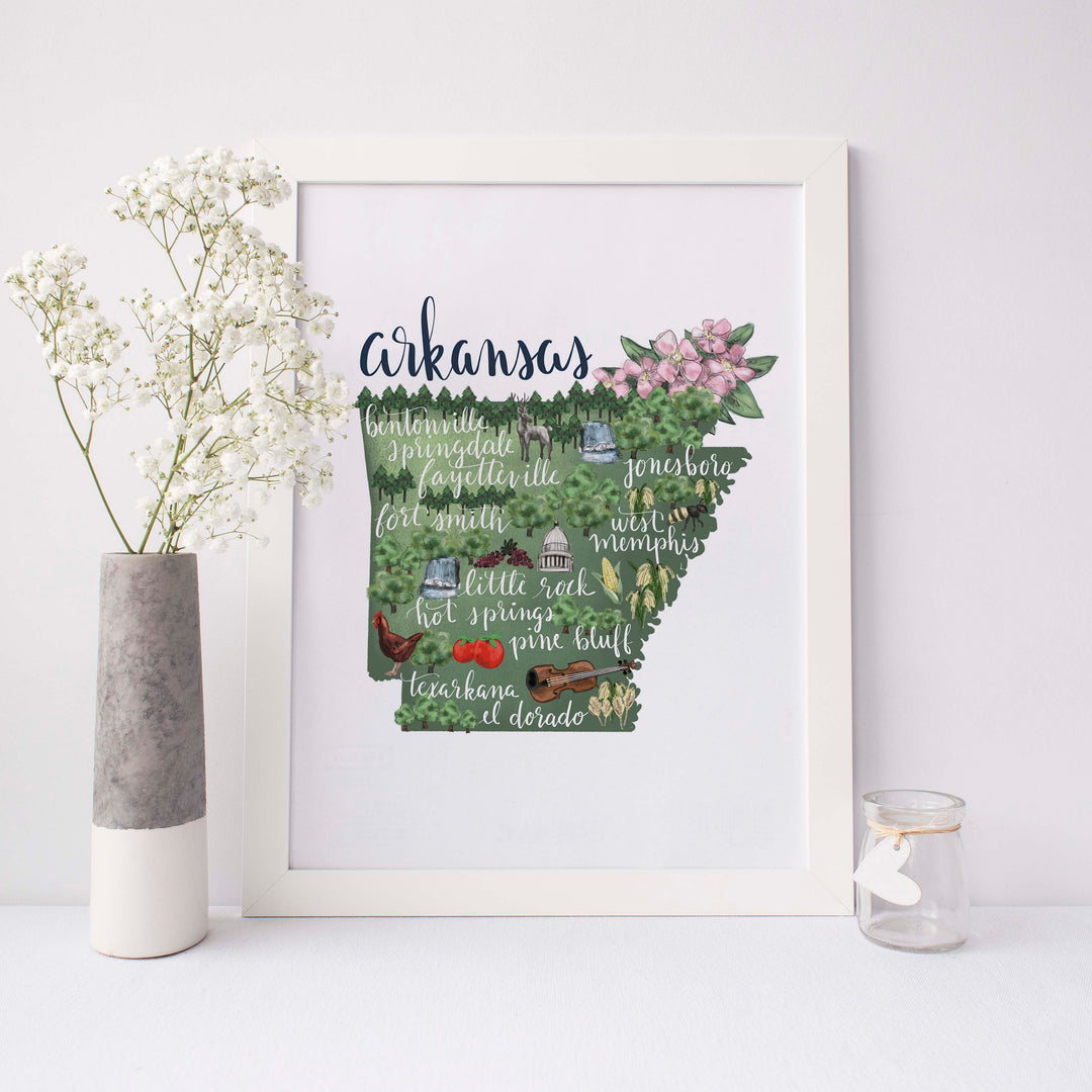 Arkansas State Map Art Print - Jetty Home