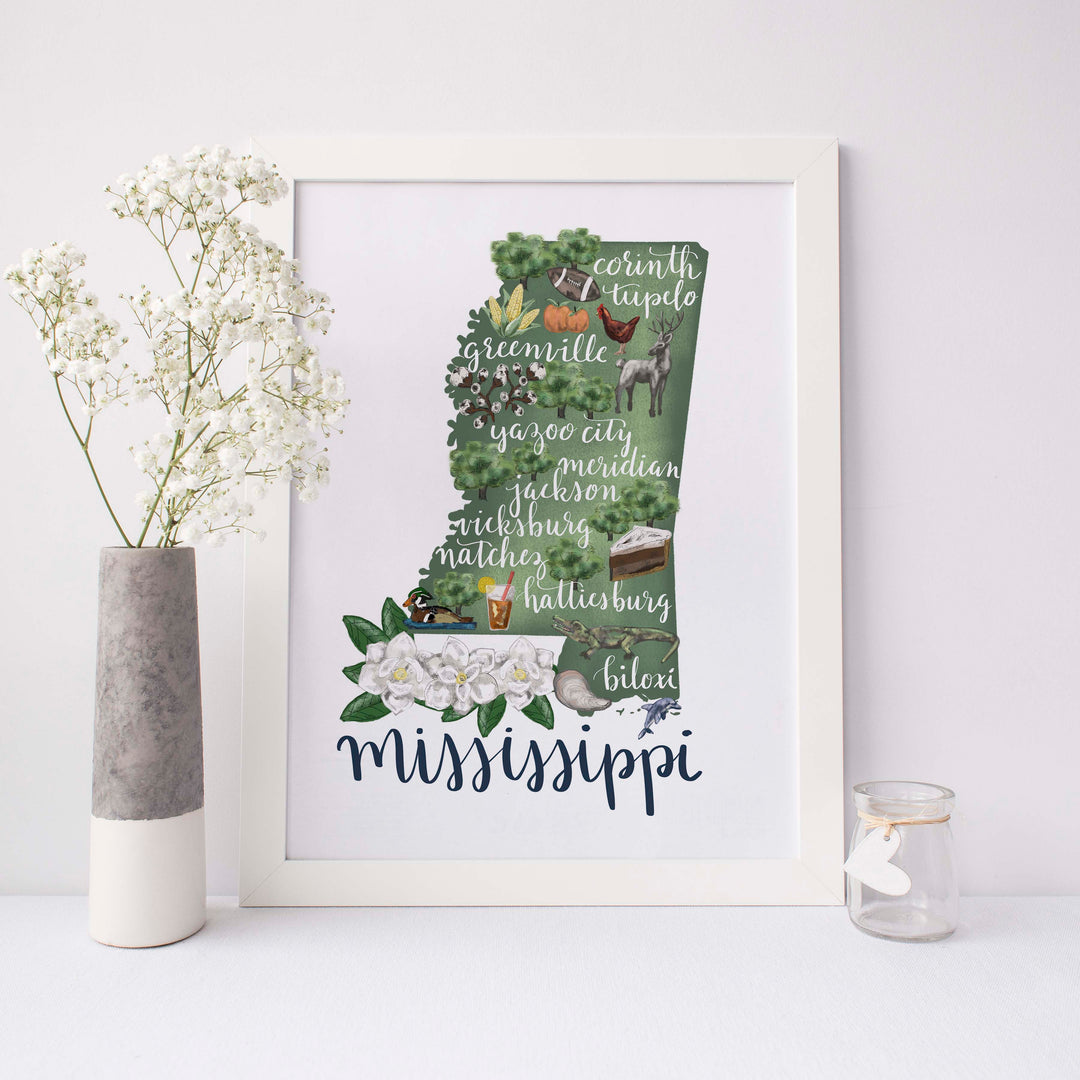 Mississippi State Map Art Print - Jetty Home