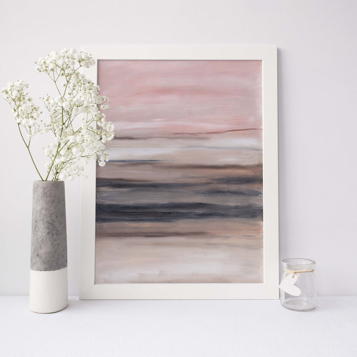 Blush and Beige Modern Minimalist Abstract Painting Wall Art Print or Canvas - Jetty Home