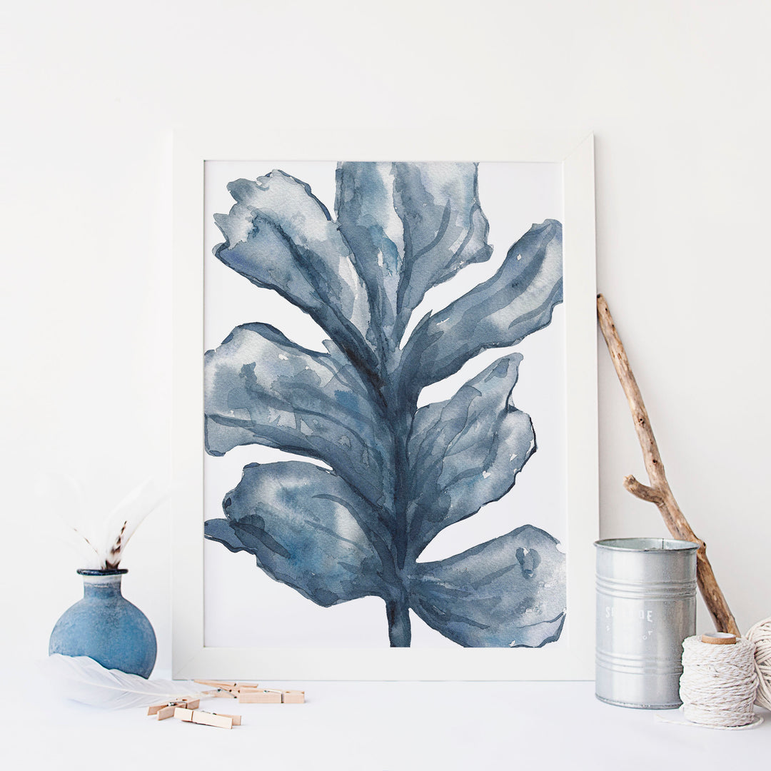 Blue Sea Lettuce Watercolor Art Print or Canvas - Jetty Home