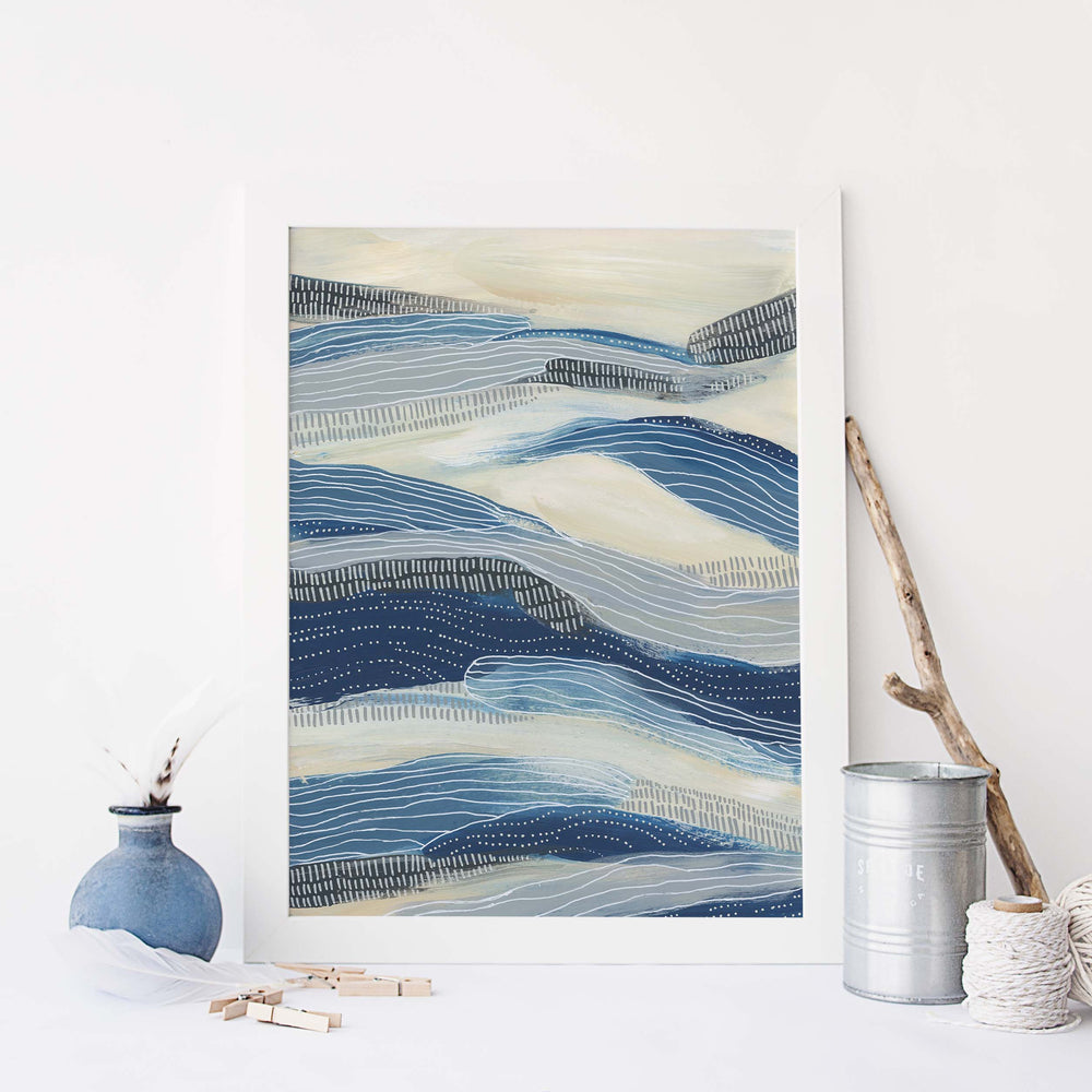 Underwater Waves Modern Coastal Painting Wall Art Print or Canvas - Jetty Home