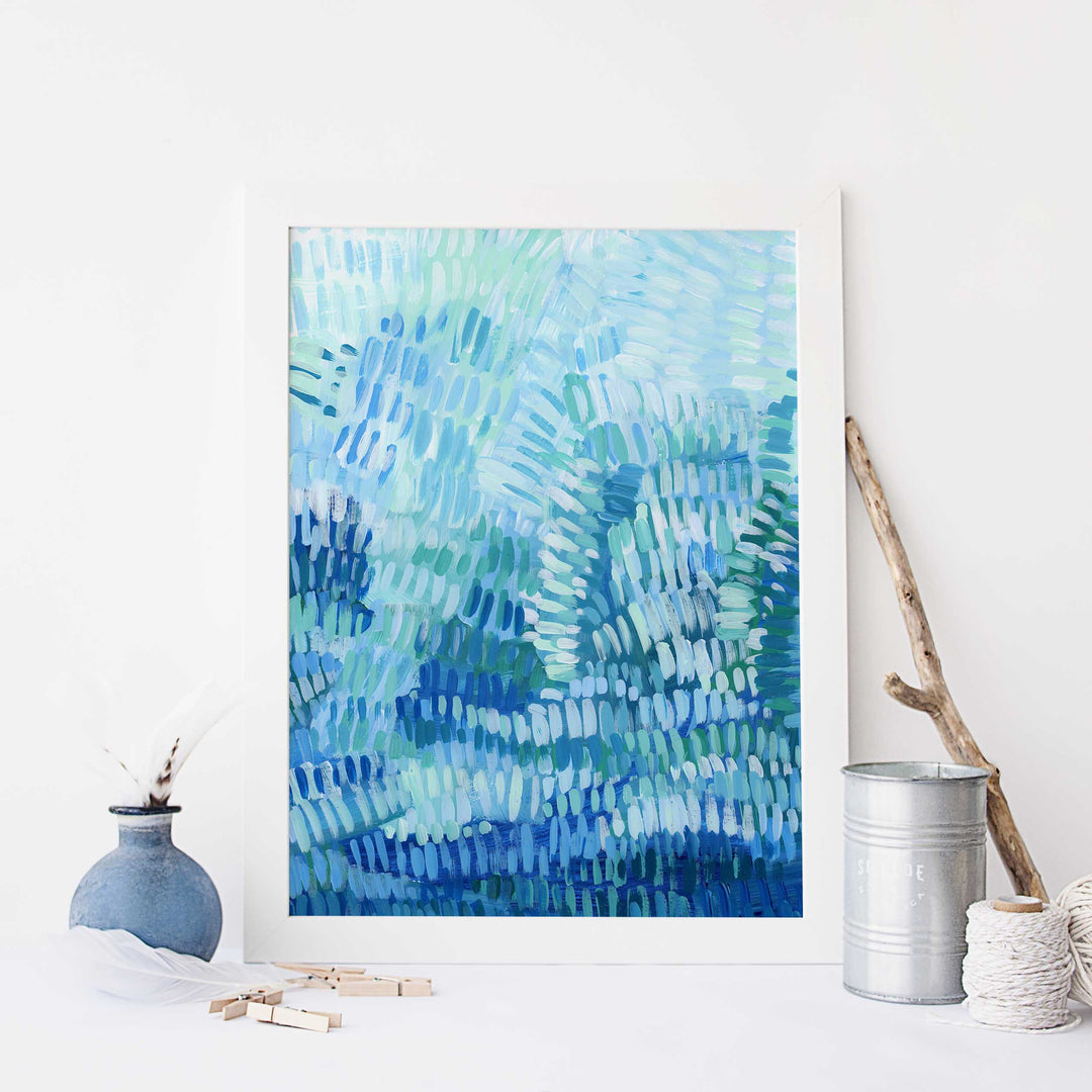 Ocean Wave Tropical Caribbean Sea Painting Wall Art Print or Canvas - Jetty Home