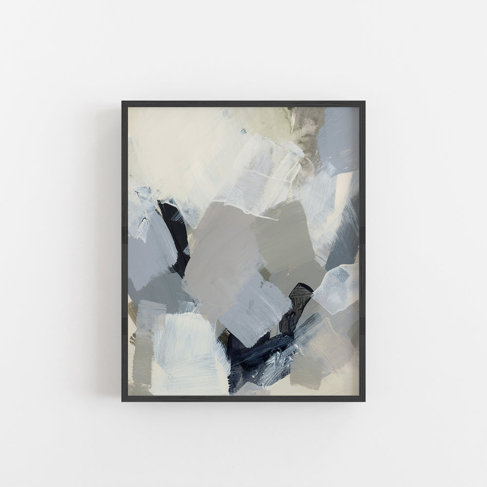 Gray Toned Modern Abstract Winter Painting Wall Art Print or Canvas - Jetty Home