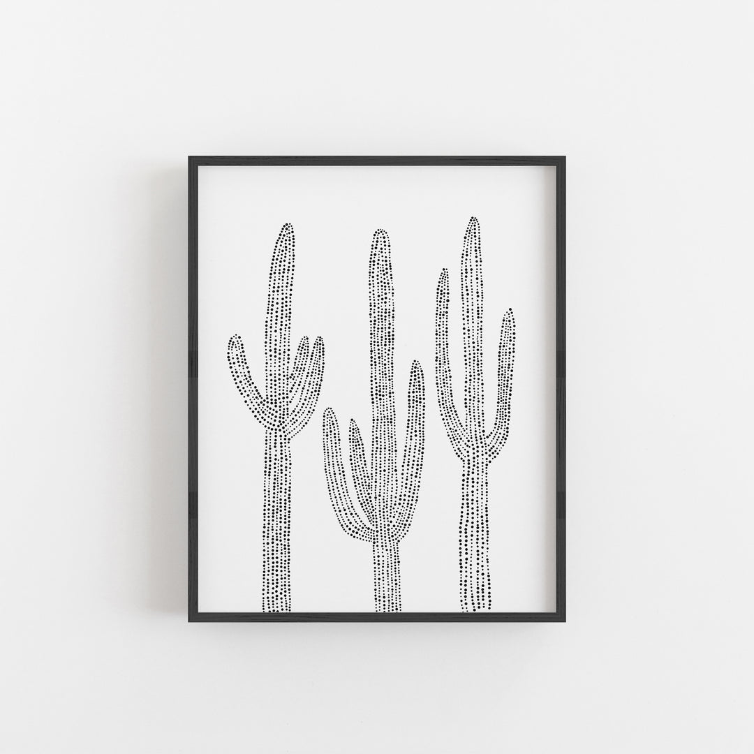 Saguaro Cactus Modern Minimalist Desert Decor Trio Wall Art Print or Canvas - Jetty Home