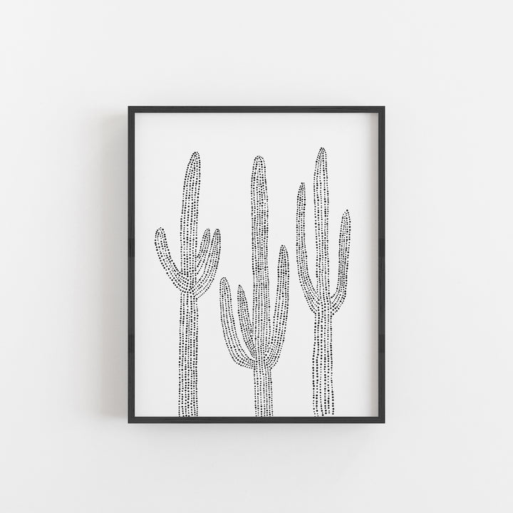 Saguaro Cactus Modern Minimalist Desert Decor Trio Wall Art Print or Canvas - Jetty Home
