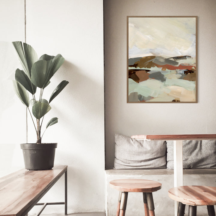 Across the Desert Landscape Painting Muted Wall Art Print or Canvas - Jetty Home