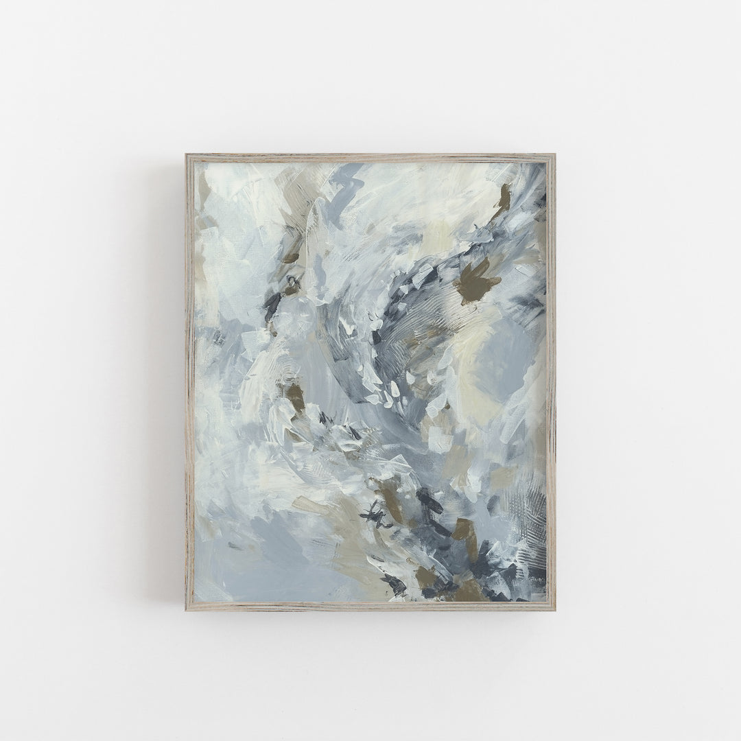 Movement of the Winter Wind Painting Neutral White and Gray Wall Art Print or Canvas - Jetty Home