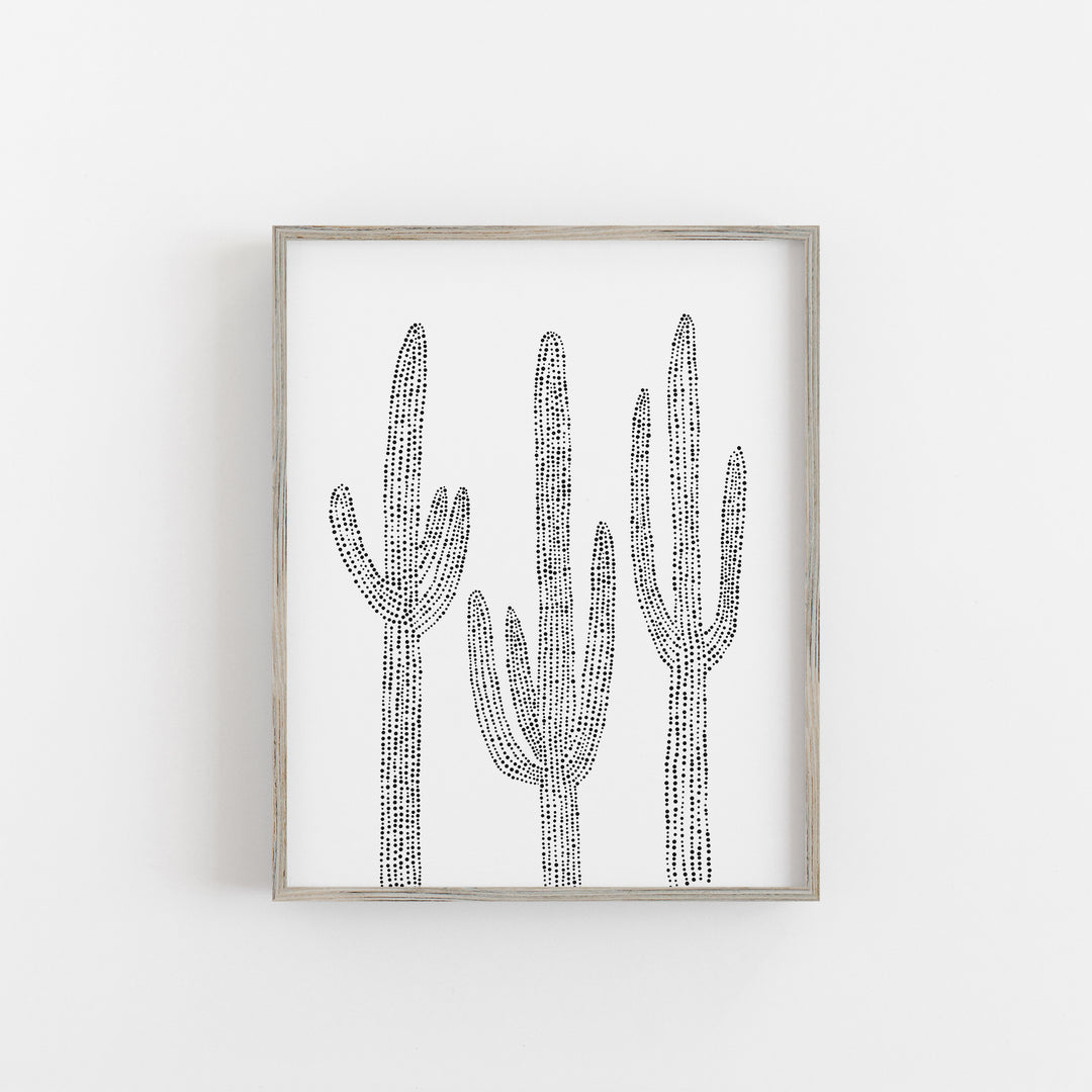 Saguaro Cactus Modern Minimalist Desert Decor Trio Wall Art Print or Canvas - Jetty Home