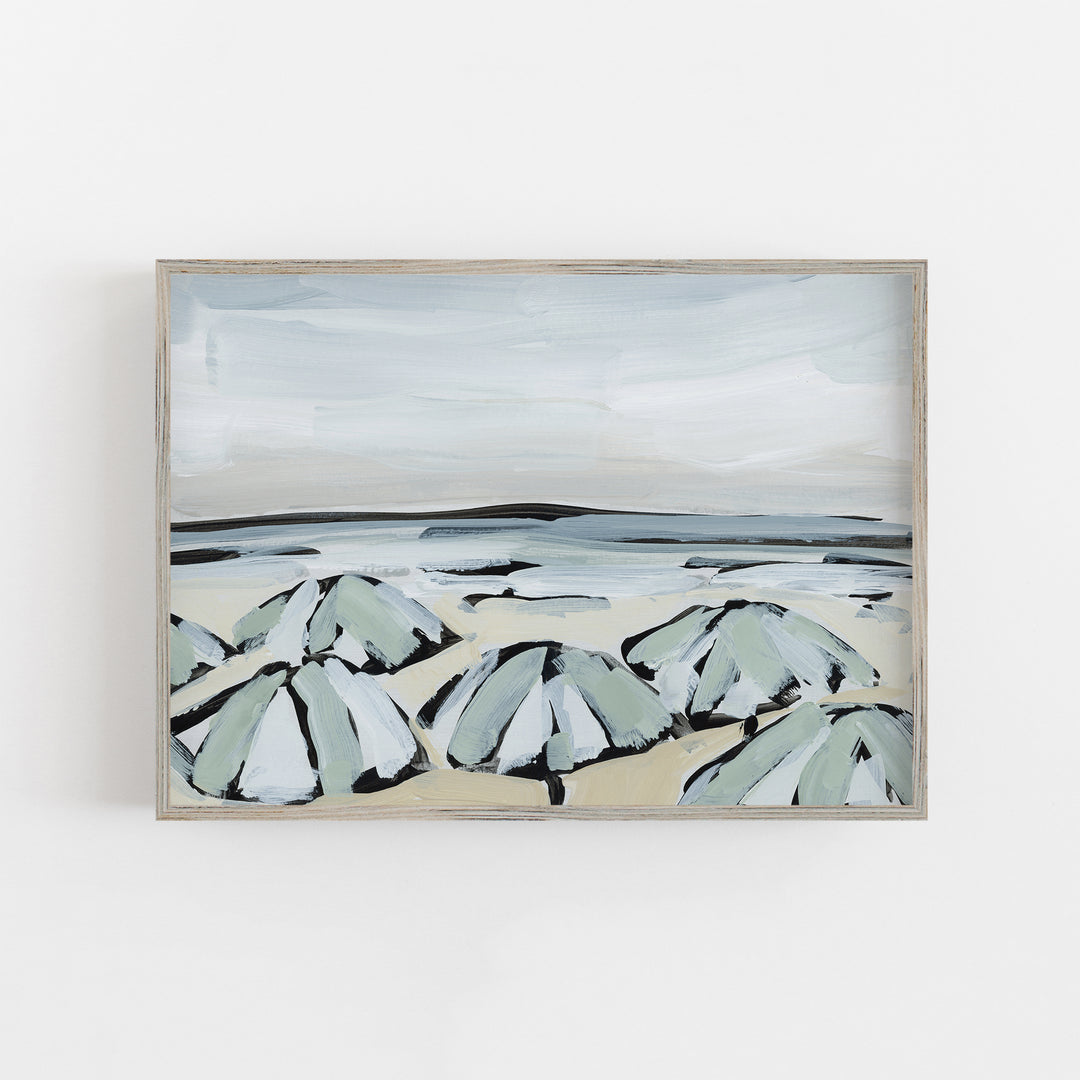 "Umbrella Beach" Coastal Painting - Art Print or Canvas - Jetty Home