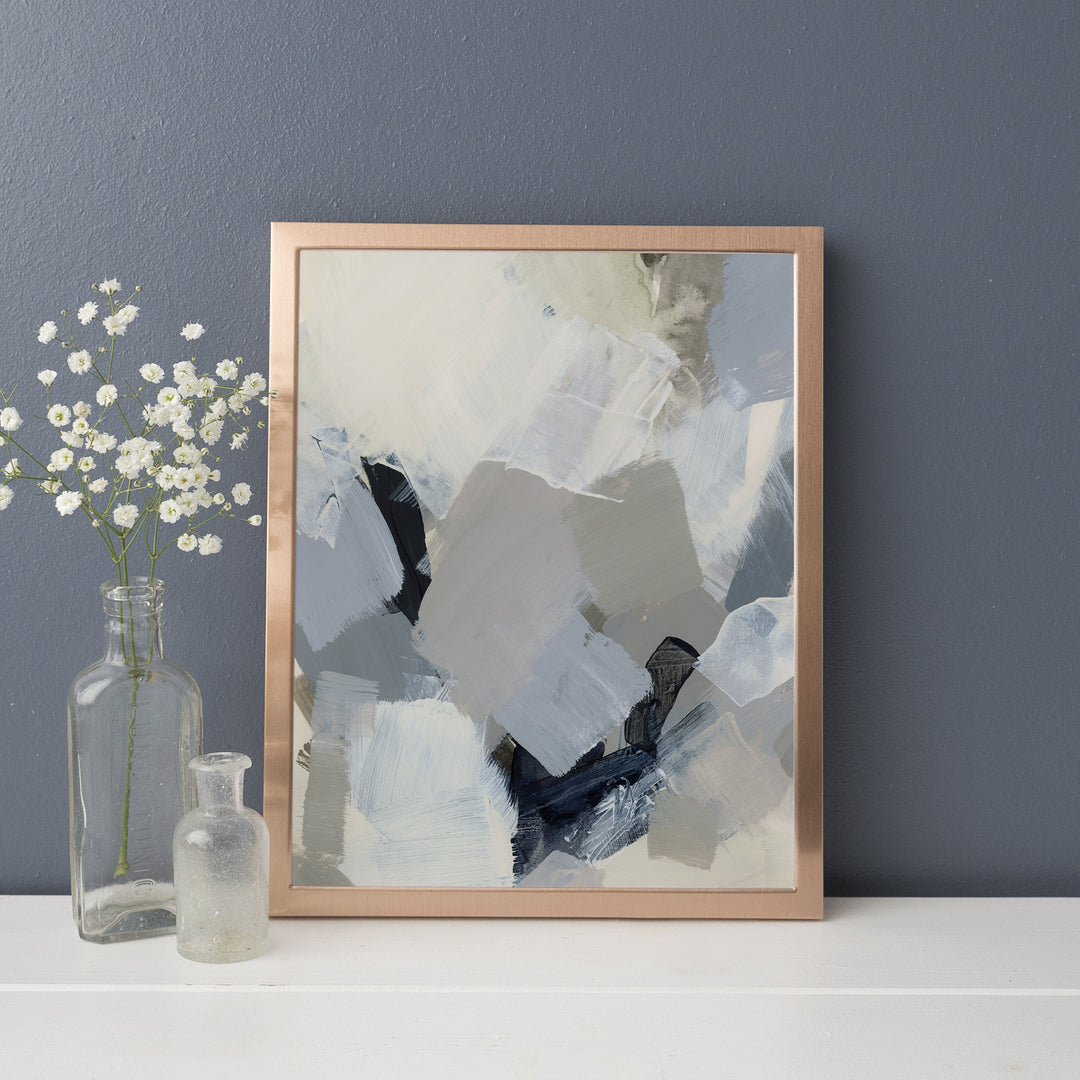 Gray Toned Modern Abstract Winter Painting Wall Art Print or Canvas - Jetty Home